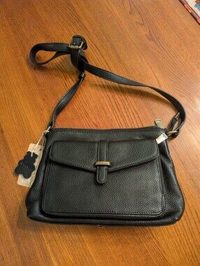 Women's Befen Black Leather Crossbody Bag with Gold Hardware, NWT